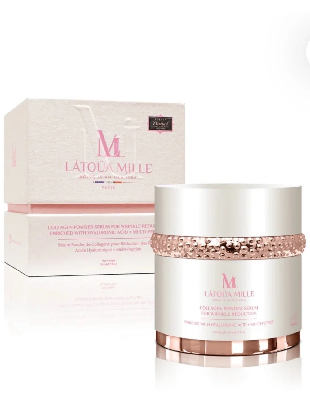 L'Atoua Mille Pink & Rose Gold Collagen Multi Peptide Powder Serum